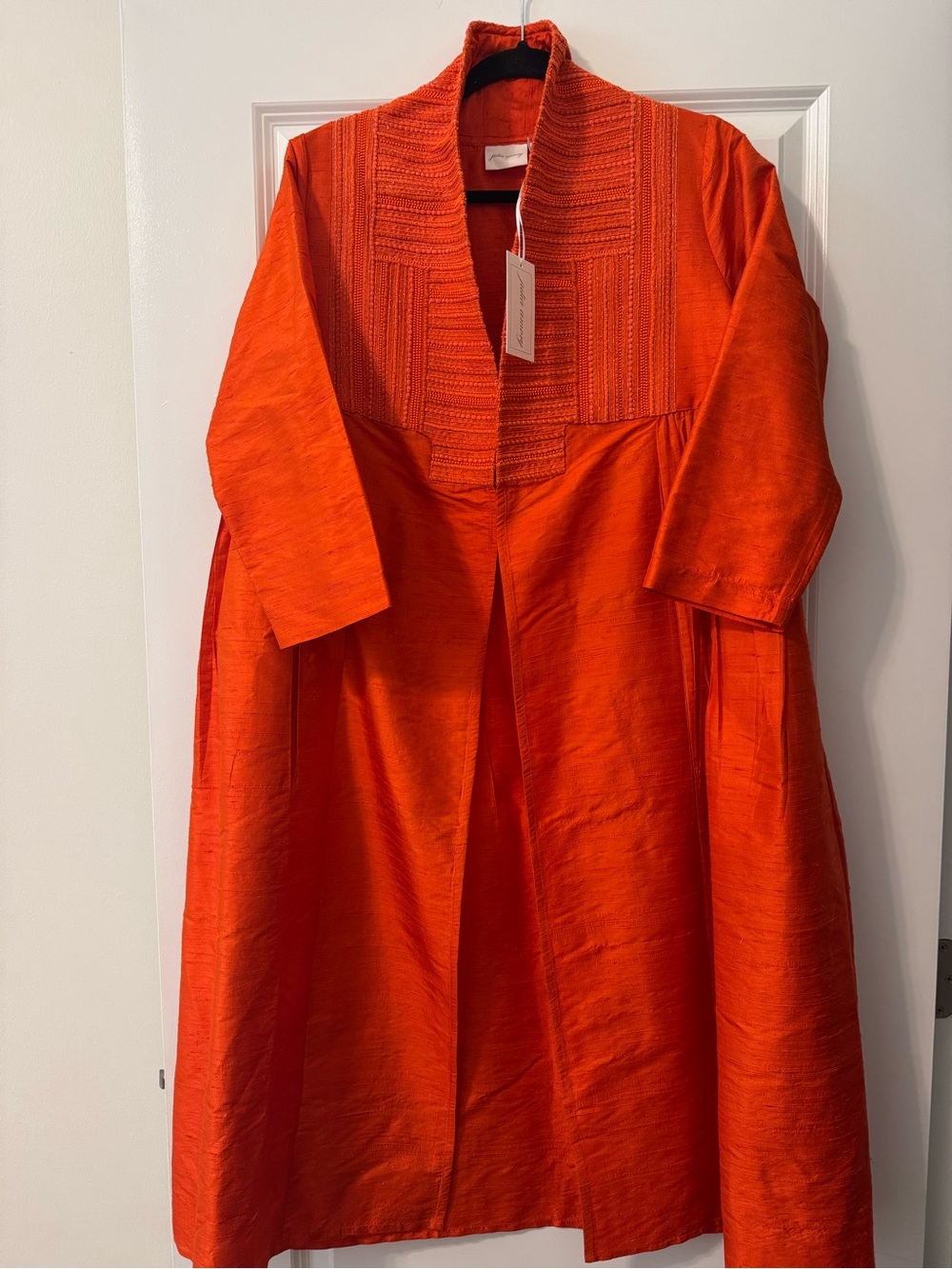 Julia Amory Orange Mandarin Collar Coat